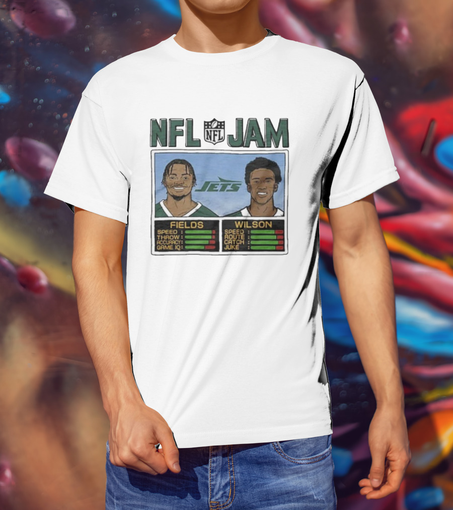 NFL Jam New York Jets Fields Wilson Speed Stats T-Shirt
