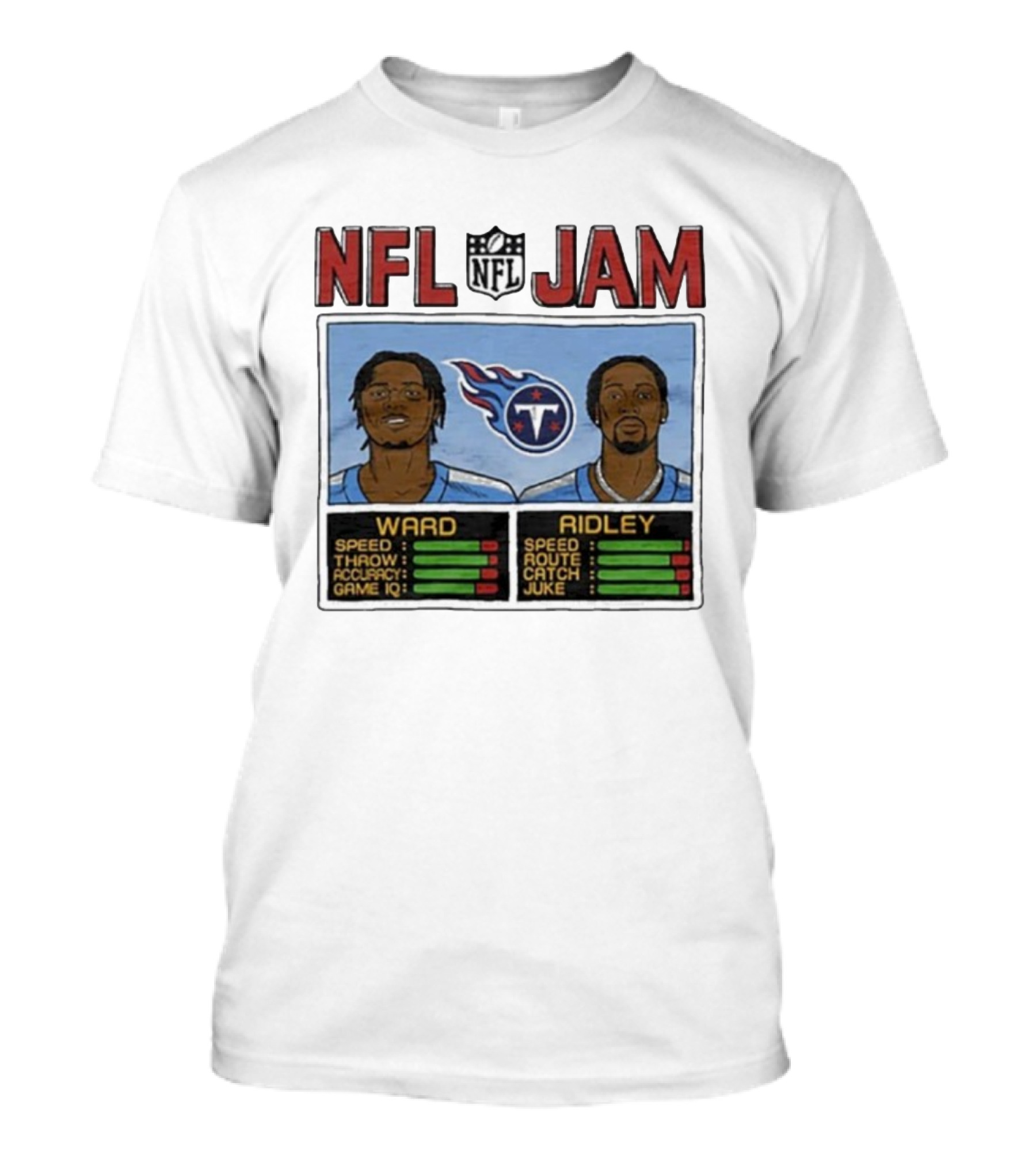 NFL Jam Tennessee Titans Ward Ridley Speed Throw Route Catch Juke T-Shirt