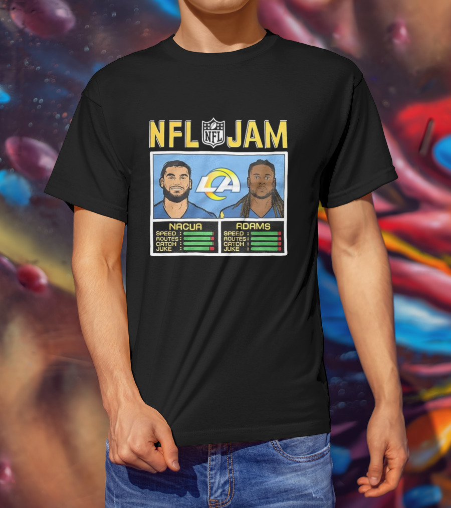 Puka Nacua Adams NFL Jam Los Angeles Rams Classic Video Game Style T-Shirt