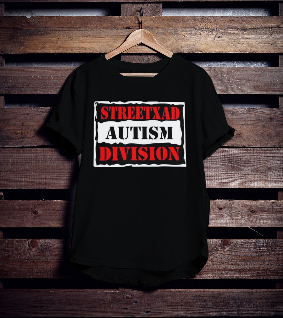 Streetxad Autism Division Bold Text Red Black White T-Shirt