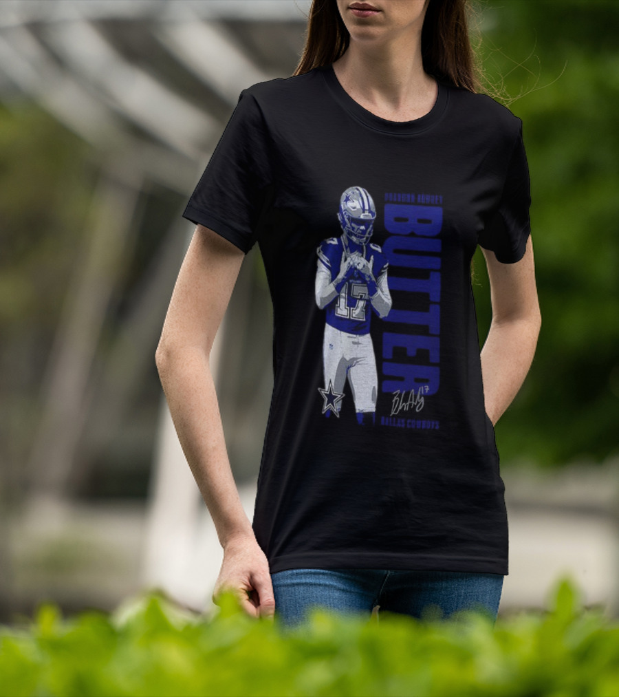 Brandon Aubrey 17 Butter Dallas Cowboys NFL Football Signature 2025 T-Shirt