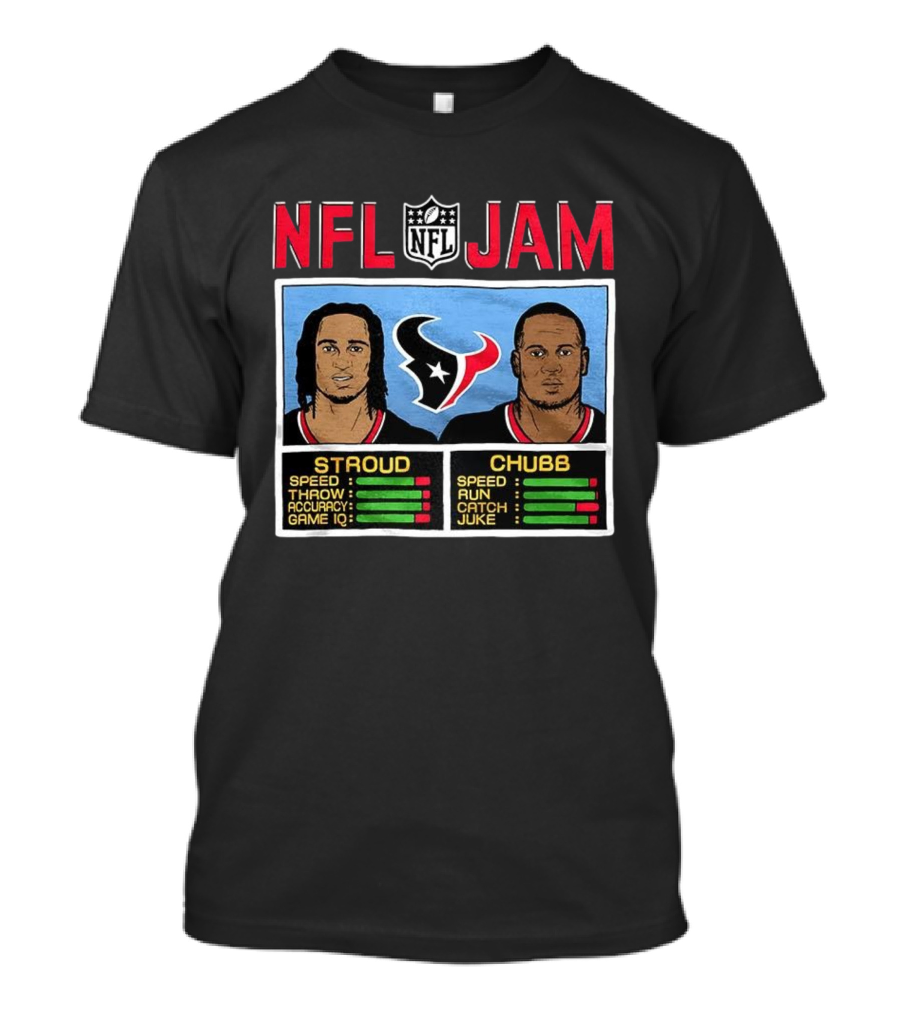 Houston Texans NFL Jam CJ Stroud Nick Chubb Classic Video Game Style T-Shirt