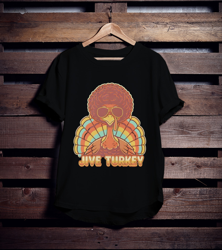 Jive Turkey Retro Thanksgiving Afro Sunglasses T-Shirt