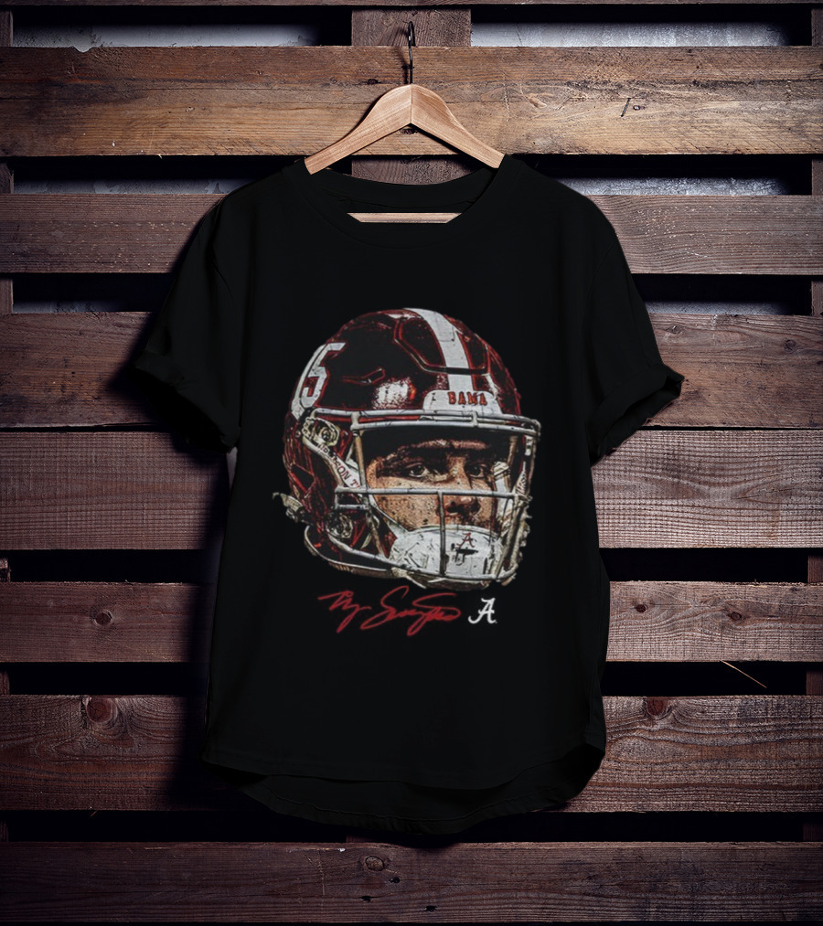 Ty Simpson 15 Bama Alabama Crimson Tide Football Helmet 2025 T-Shirt