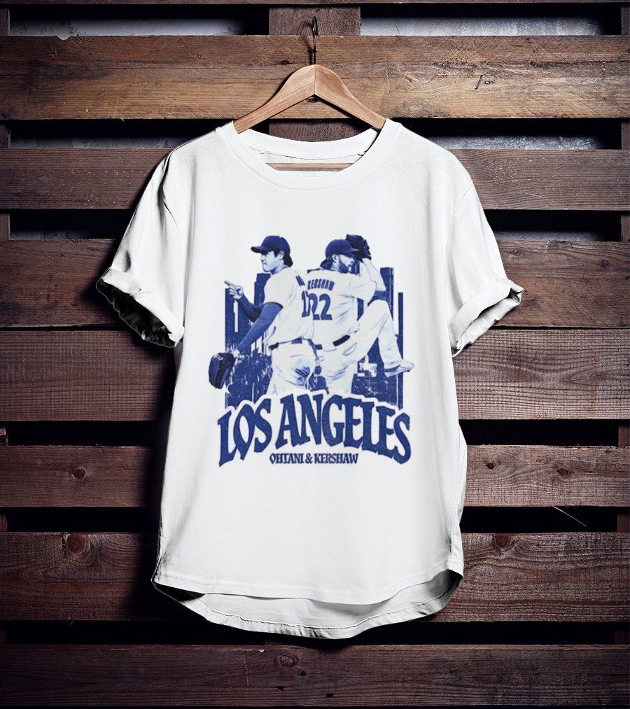 Los Angeles Dodgers Shohei Ohtani Clayton Kershaw City Skyline MLB Baseball Vintage T-Shirt