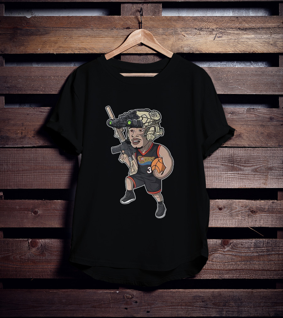 Allen Iverson Philadelphia 76ers Soldier Cartoon Basketball Jersey 3 T-Shirt