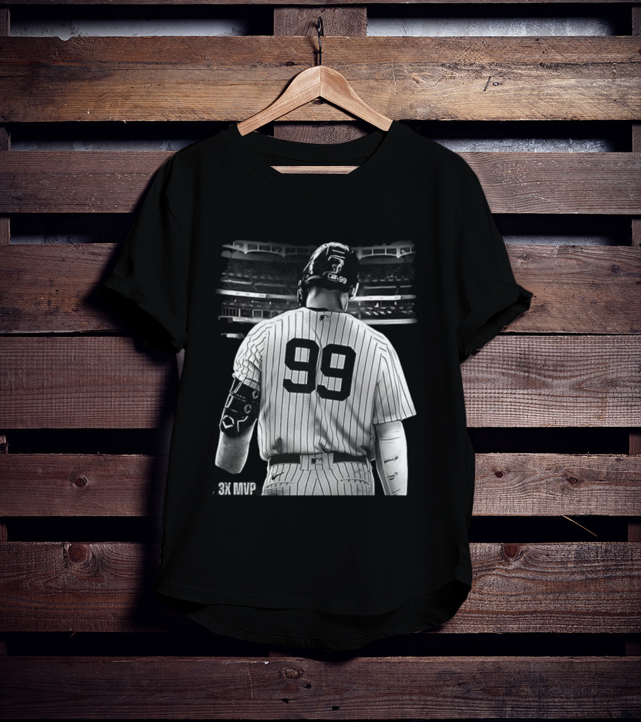 New York Yankees Aaron Judge 99 Baseball Player Back View Behind 3X MVP T-Shirt