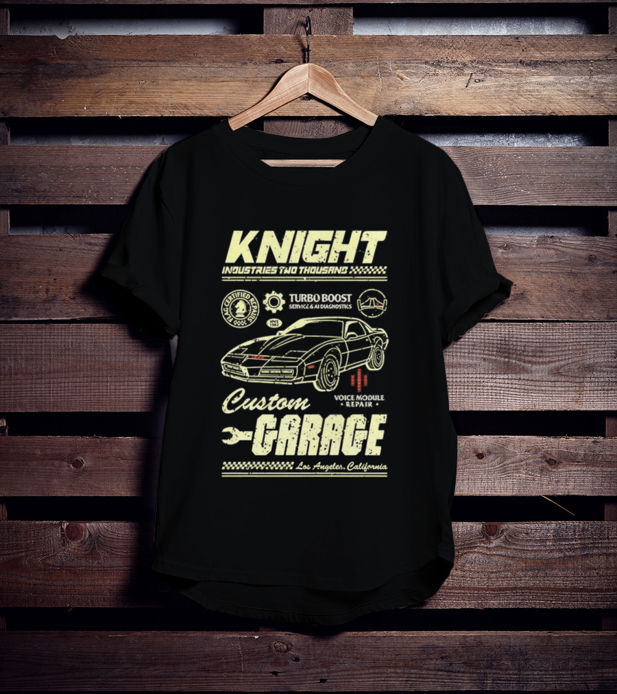Knight Industries Turbo Boost Custom Garage Vintage Los Angeles California T-Shirt