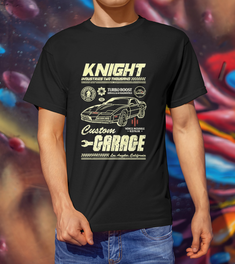 Knight Industries Turbo Boost Custom Garage Vintage Los Angeles California T-Shirt