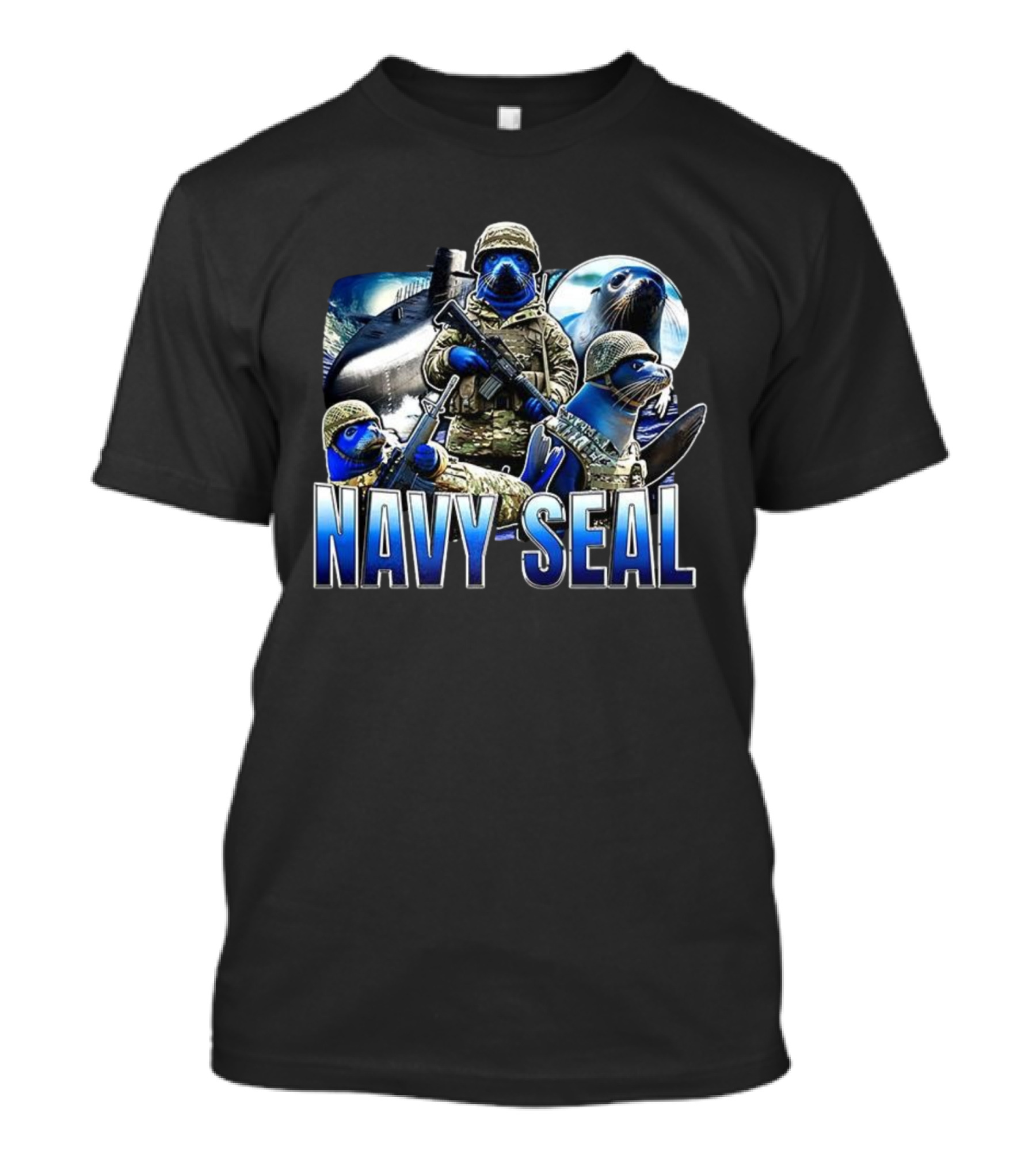 Navy Seal Funny Soldier Parody With Armed Seals In Military Uniforms T-Shirt