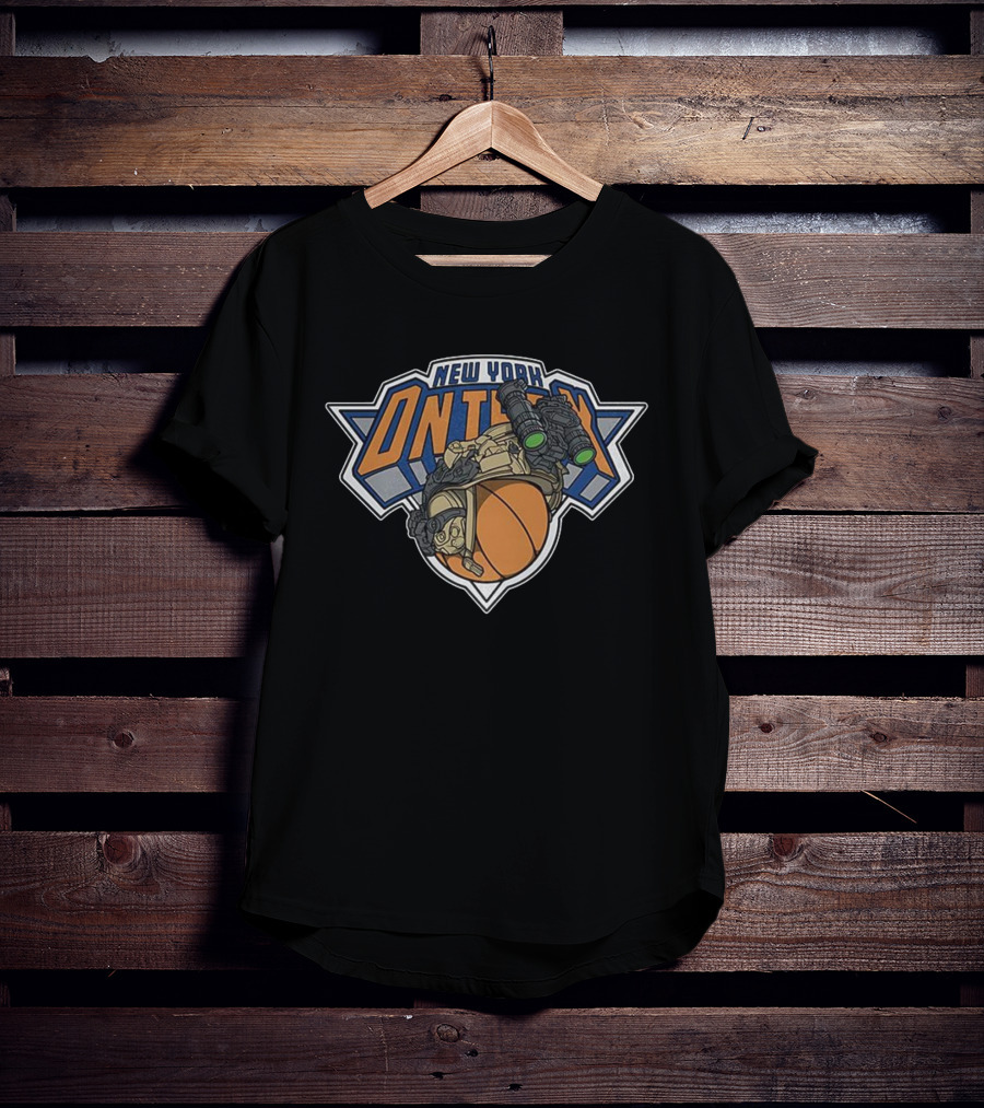 New York Knicks On Team Basketball Helmet Night Vision T-Shirt