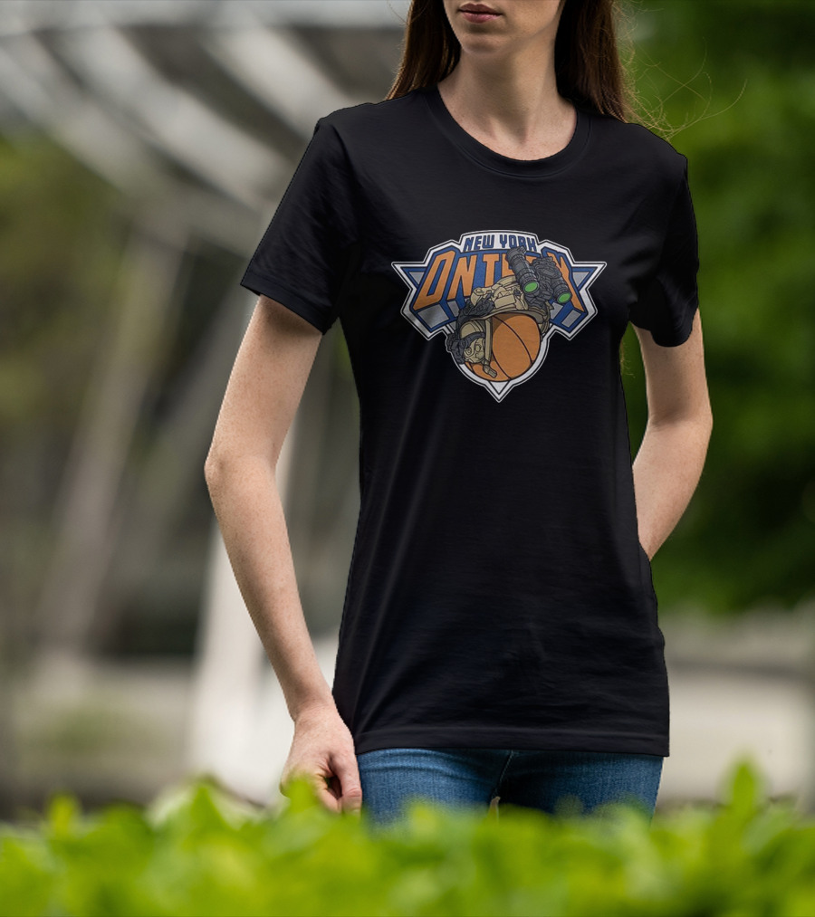 New York Knicks On Team Basketball Helmet Night Vision T-Shirt