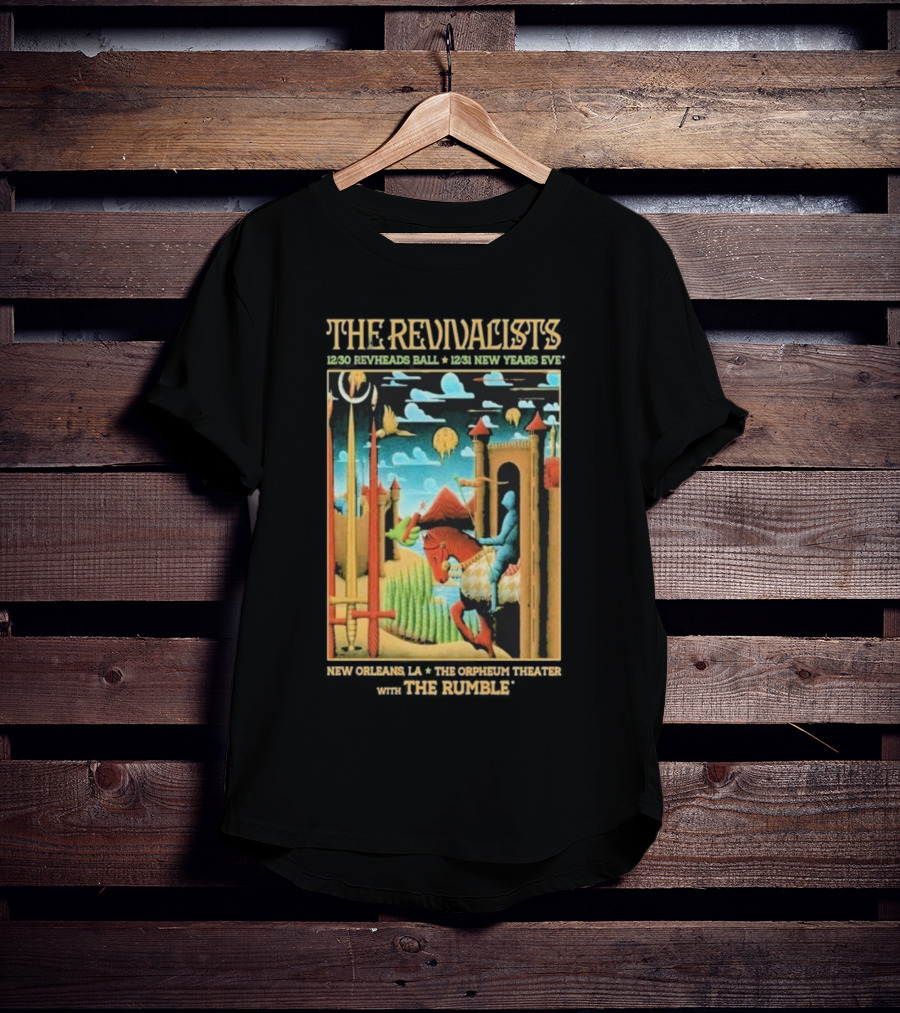 The Revivalists New Orleans Dec 30-31 2025 Orpheum Theater Artwork Medieval Knight Horse Fantasy Landscape T-Shirt