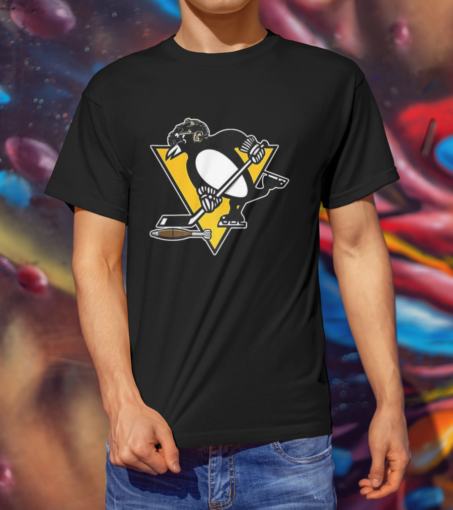 Pittsburgh Penguins Hockey Soldier Mascot Football Rocket T-Shirt