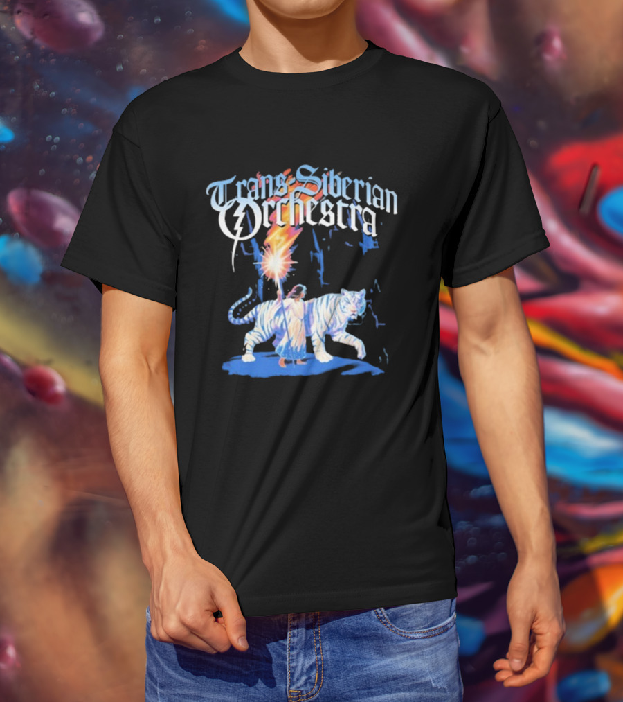 Trans-Siberian Orchestra Fire Torch With Child And White Tiger T-Shirt