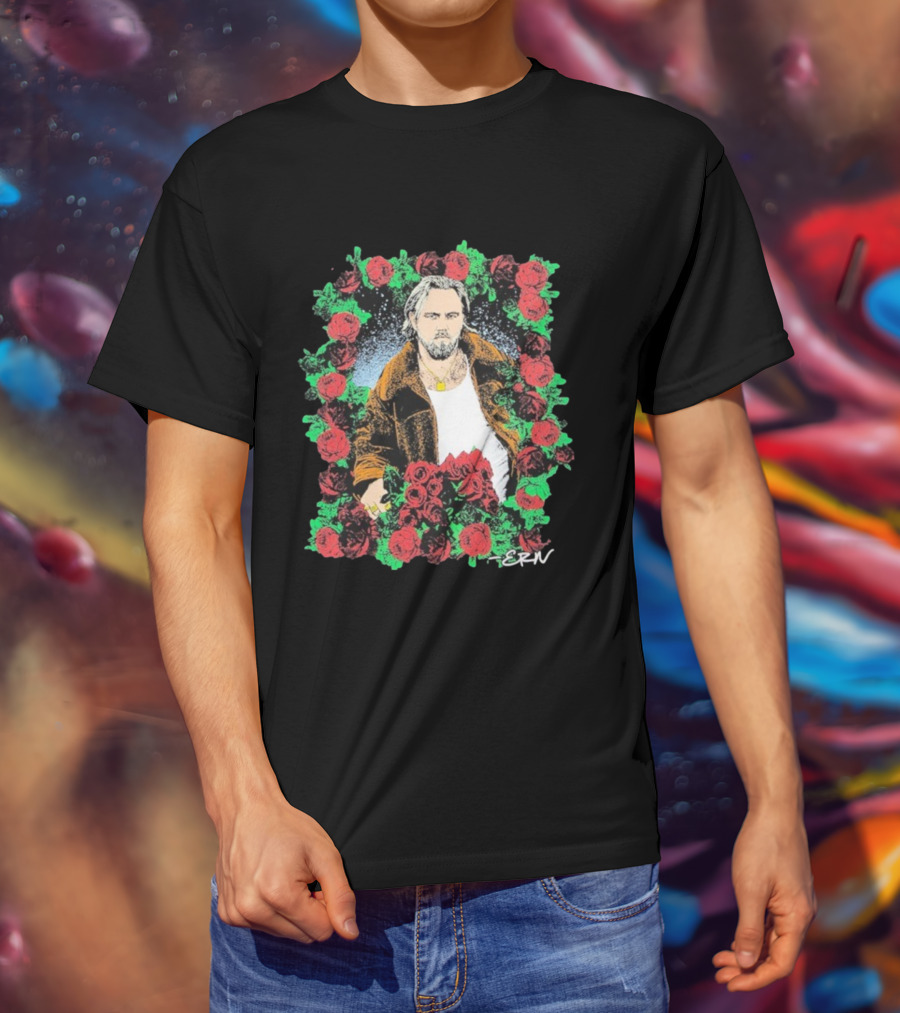 Ernest Photo Flowers Illustration Roses Portrait With ERN Signature T-Shirt