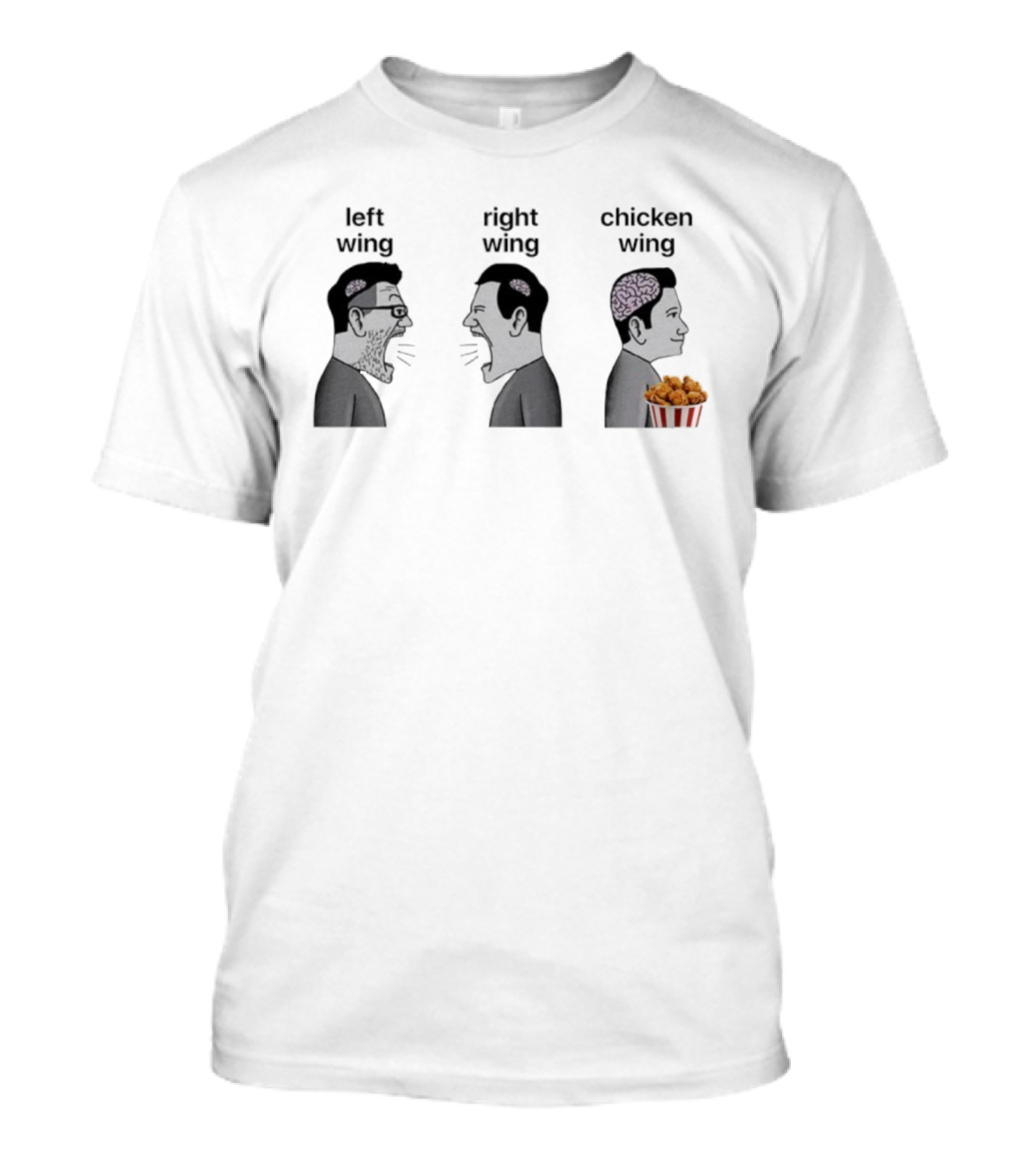 Left Wing Right Wing Chicken Wing Funny Meme Trio T-Shirt