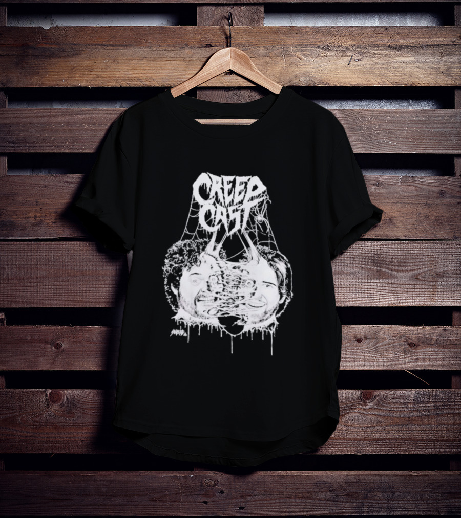 CreepCast Faces Haunted Webs Spooky Vibe T-Shirt