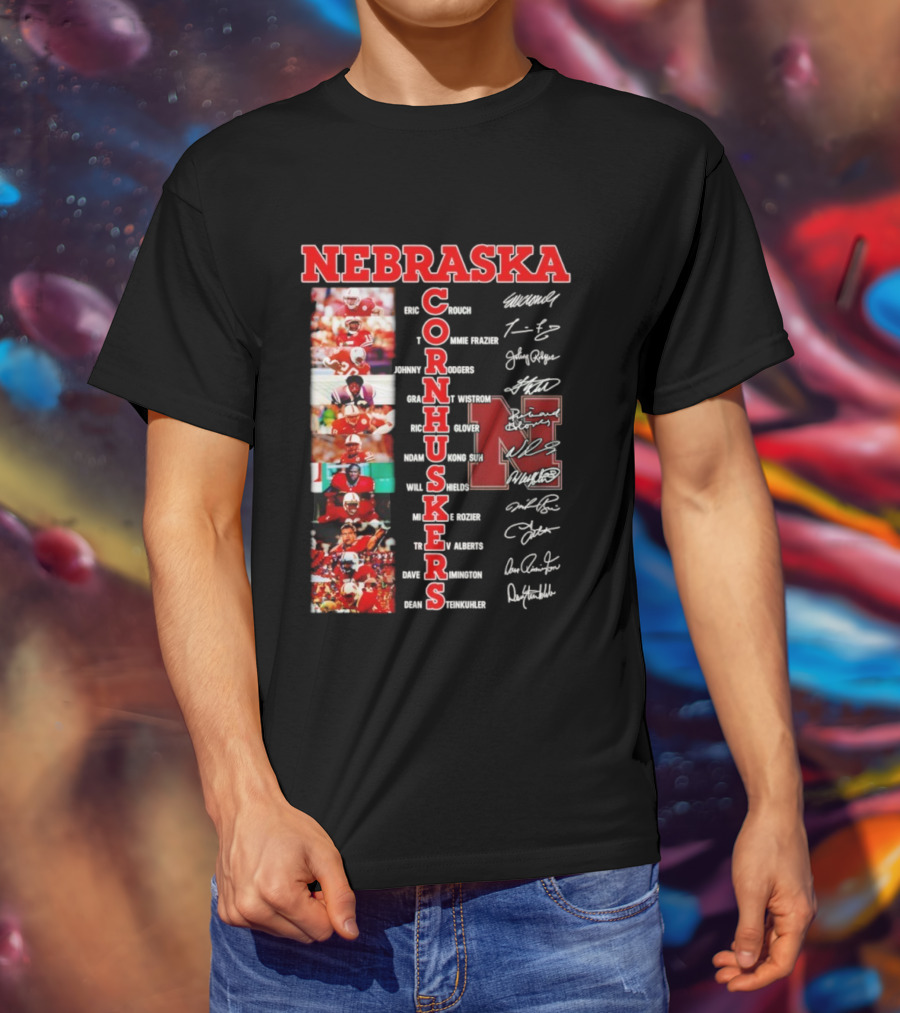 Nebraska Cornhuskers Blackshirts Legends With Signatures And Players T-Shirt