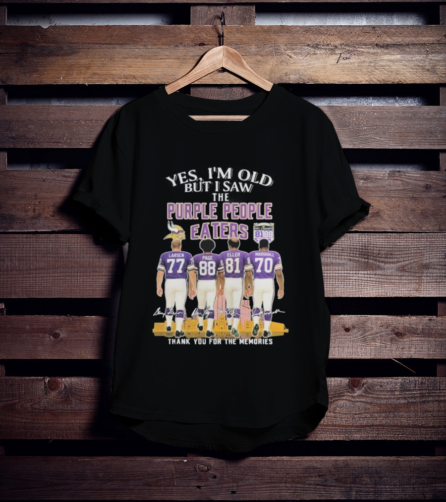 Minnesota Vikings Purple People Eaters Larsen Page Eller Marshall NFL Champs 81 88 Thank You For The Memories T-Shirt