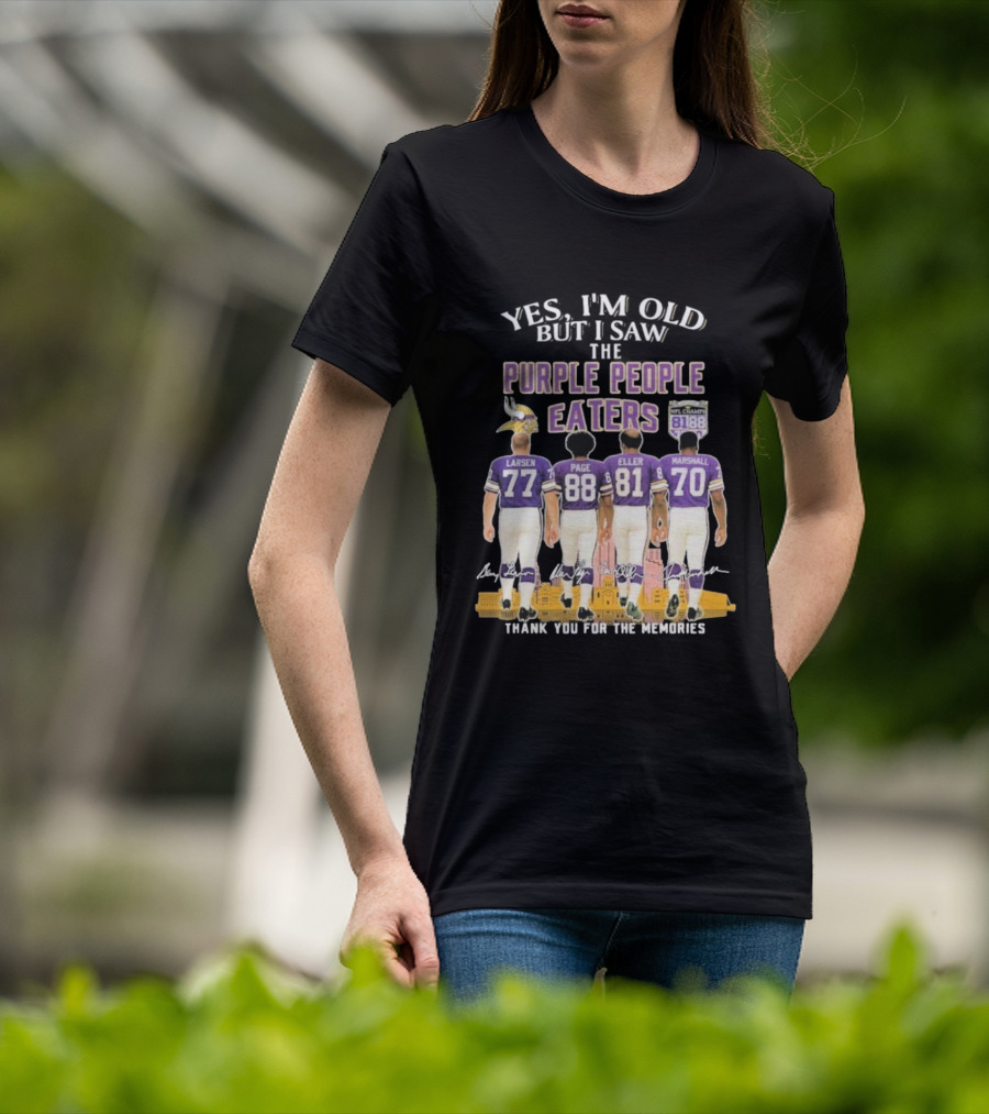 Minnesota Vikings Purple People Eaters Larsen Page Eller Marshall NFL Champs 81 88 Thank You For The Memories T-Shirt