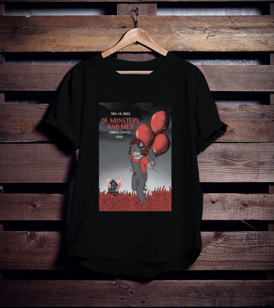 Of Monsters And Men Corona Capital CDMX Nov 16 2025 Balloons Wolf Mask T-Shirt
