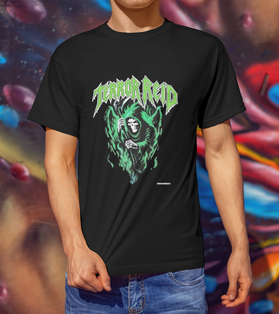 Terror Reid Green Grim Reaper Skeleton T-Shirt