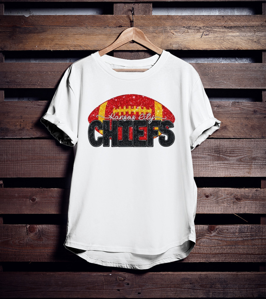 Kansas City Chiefs Faux Glitter NFL Football Game Day Fan Wear T-Shirt
