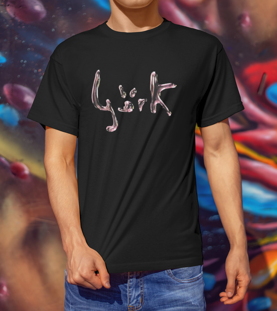 Björk Bubble Text Metallic Texture T-Shirt