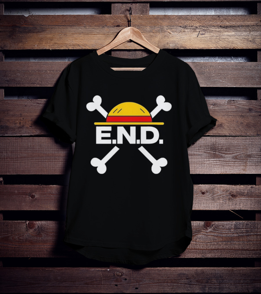 E.N.D. Every Nigga Deserves X One Piece Luffy Straw Hat Crossbones T-Shirt