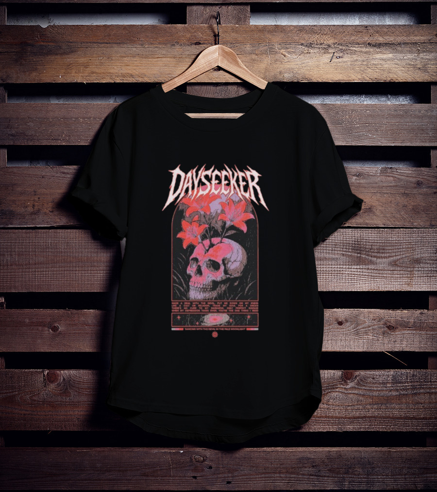 Dayseeker Dancing With The Devil Floral Skull And Moonlight T-Shirt