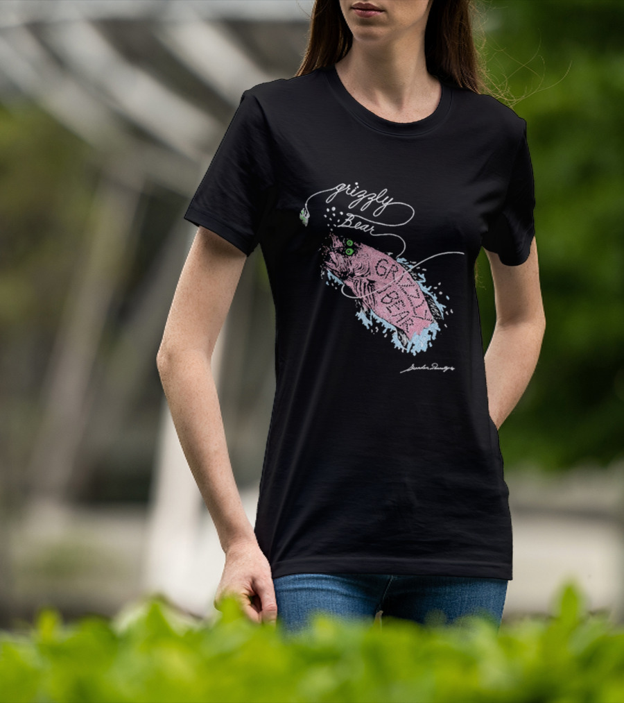 Grizzly Bear Fish Watercolor Art By Skullcandy T-Shirt