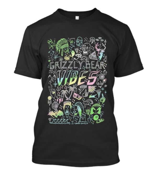 Grizzly Bear Vibes Pastel Doodles And Icons T-Shirt