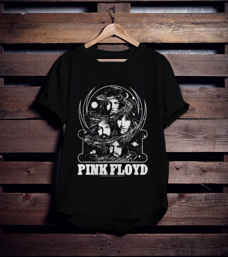 Pink Floyd Cosmic Faces Swirling Planetary Portraits T-Shirt