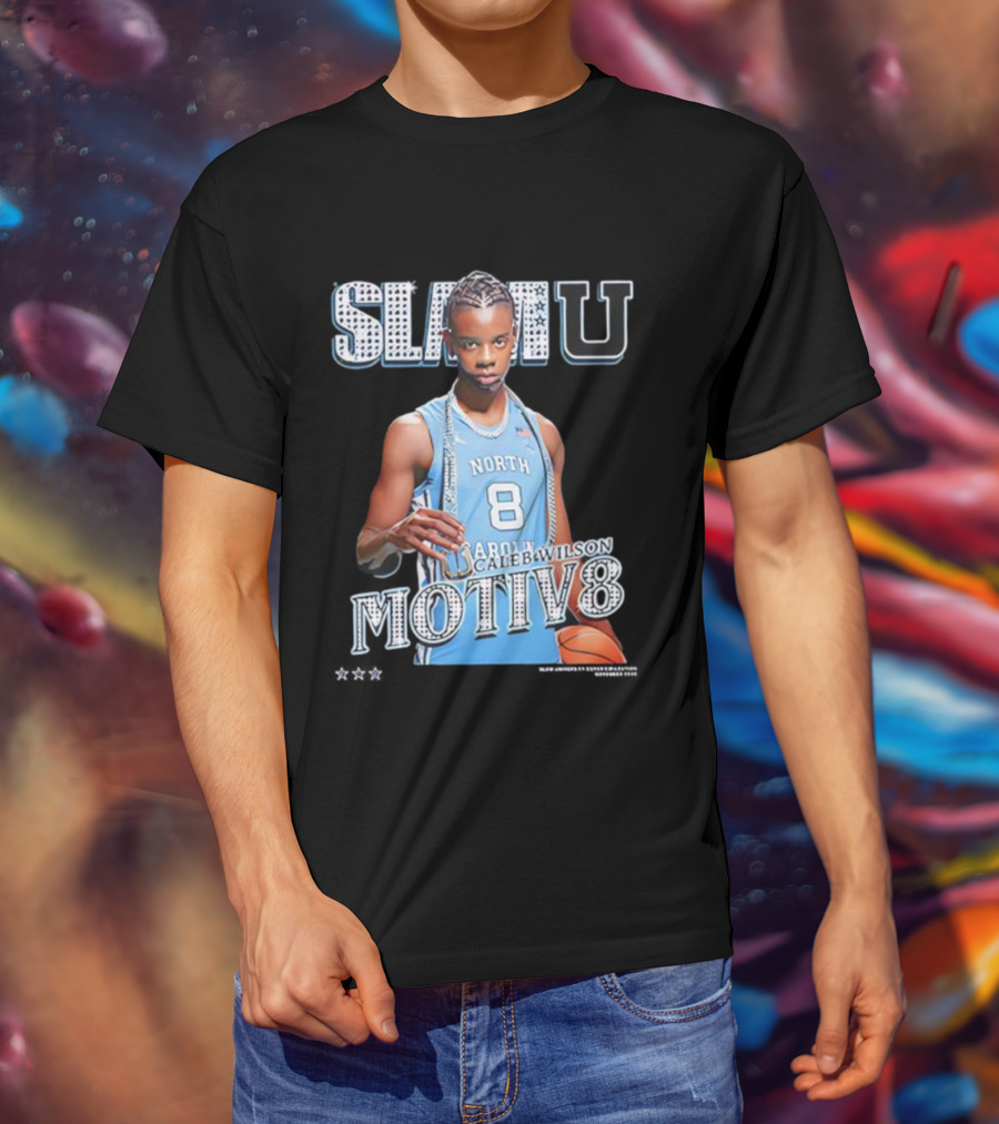 SlamU North Carolina Caleb Wilson Number 8 Motiv8 Basketball T-Shirt