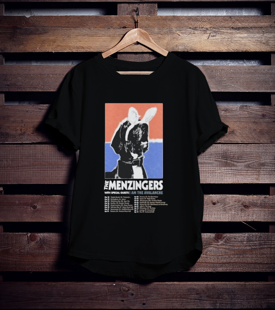 The Menzingers I Am The Avalanche Tour 2026 Black And White Dog Art Style T-Shirt