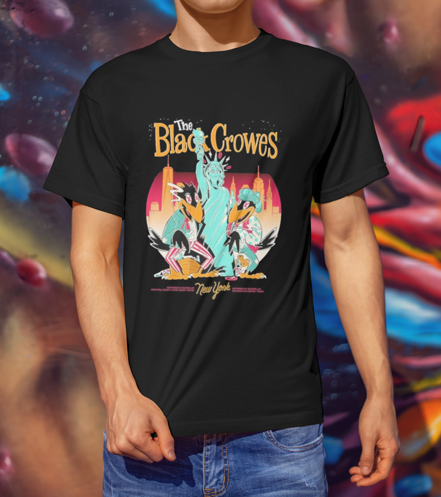 Black Crowes NYC Tour Statue Of Liberty Skyline 2023 2024 T-Shirt