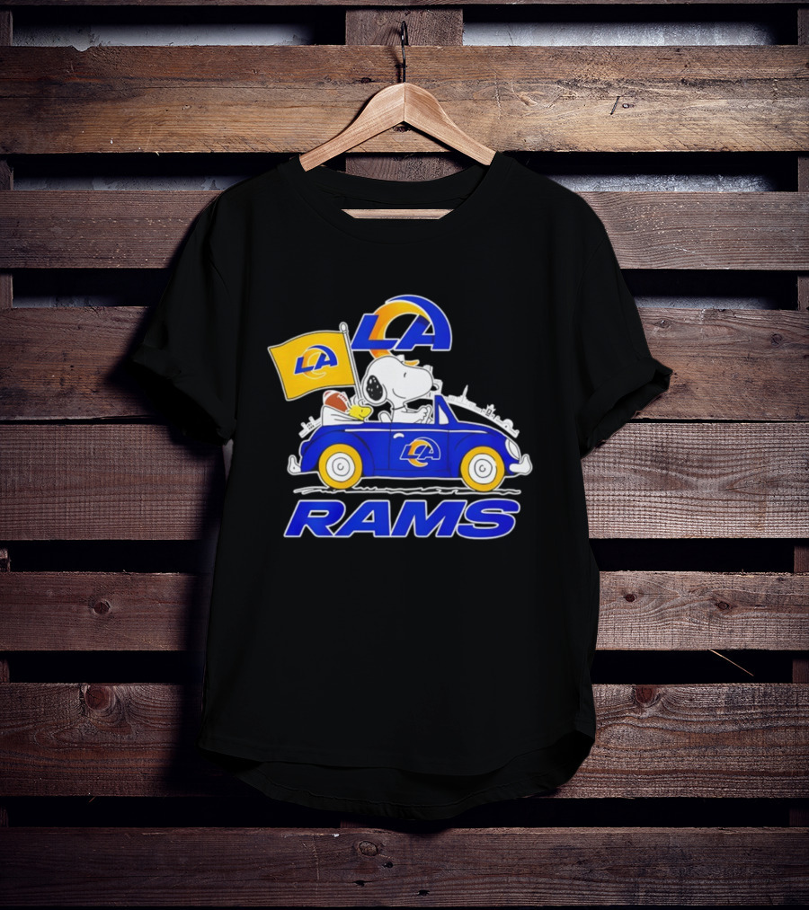 Los Angeles Rams Snoopy Woodstock Driving Car Football Fan Apparel T-Shirt