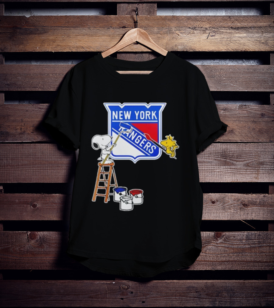 New York Rangers Snoopy Woodstock Painting Collaboration T-Shirt