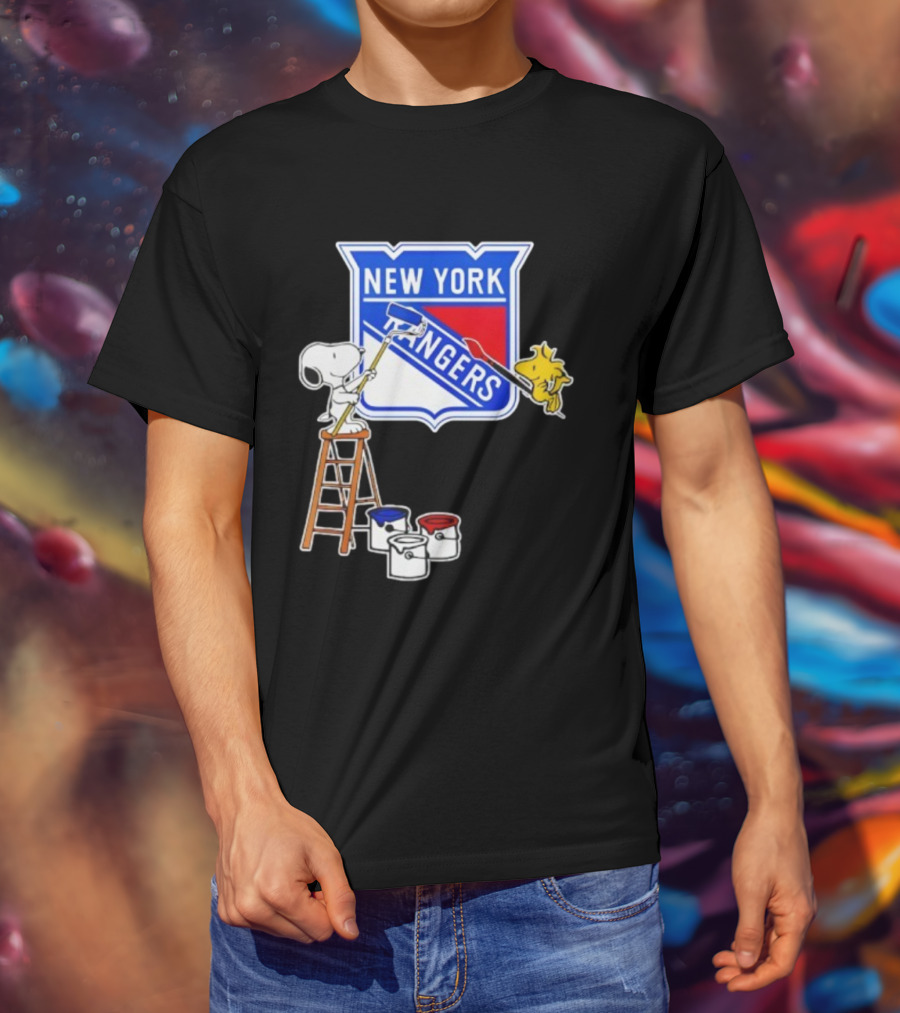 New York Rangers Snoopy Woodstock Painting Collaboration T-Shirt