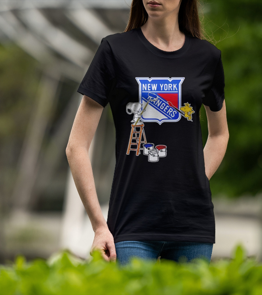 New York Rangers Snoopy Woodstock Painting Collaboration T-Shirt