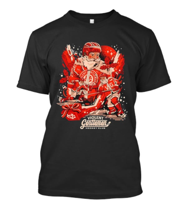 Violent Gentlemen Hockey Club Santa Claus Christmas Sports Theme T-Shirt