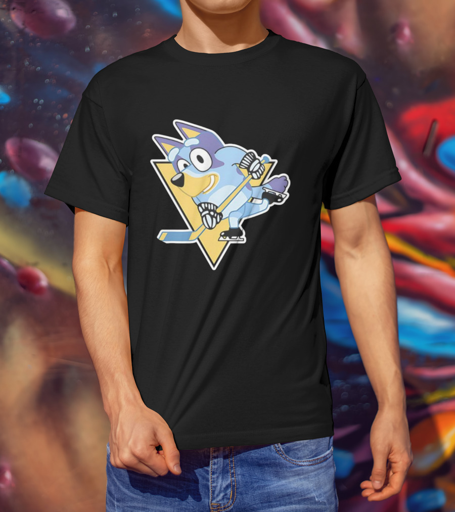 Pittsburgh Steelers Bluey Ice Hockey Crossover T-Shirt