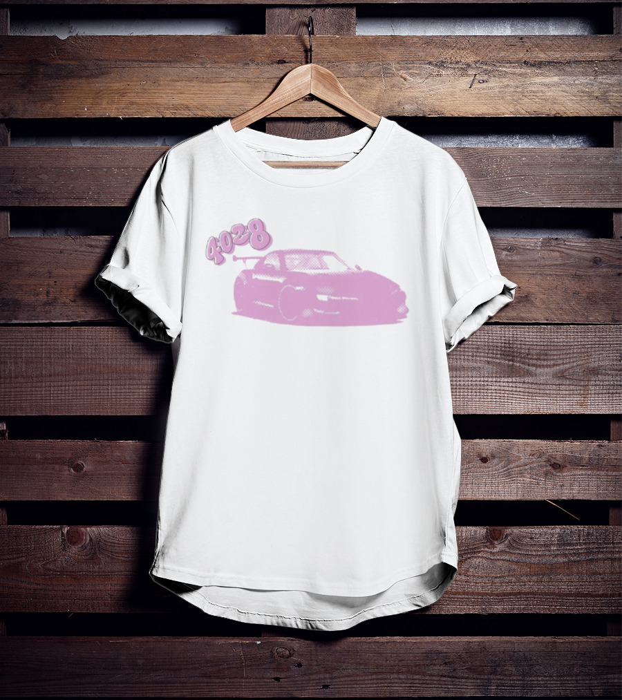 4028 Blocka Pink Car Graphic Racing Scene T-Shirt