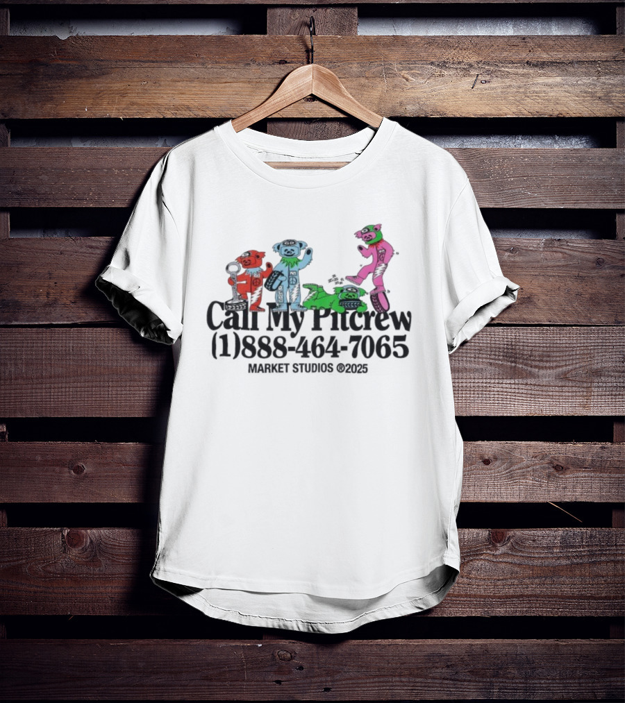 Grateful Dead Market Call My Pitcrew Dancing Bears Racing Theme T-Shirt