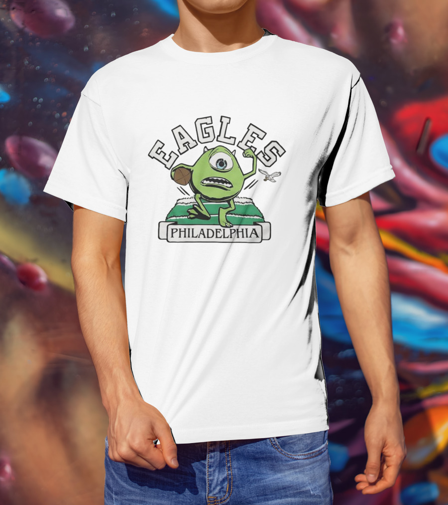 Mike Wazowski Philadelphia Eagles Football Monsters Inc Fusion T-Shirt