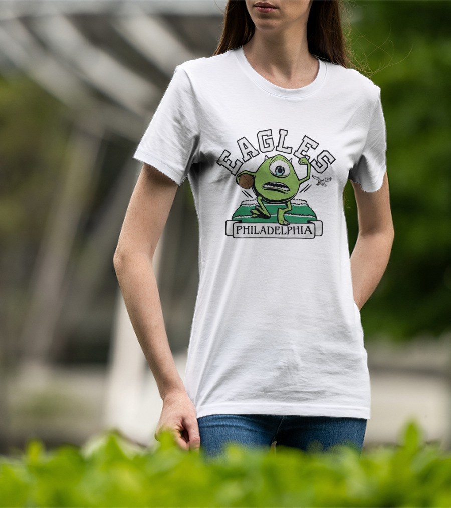 Mike Wazowski Philadelphia Eagles Football Monsters Inc Fusion T-Shirt