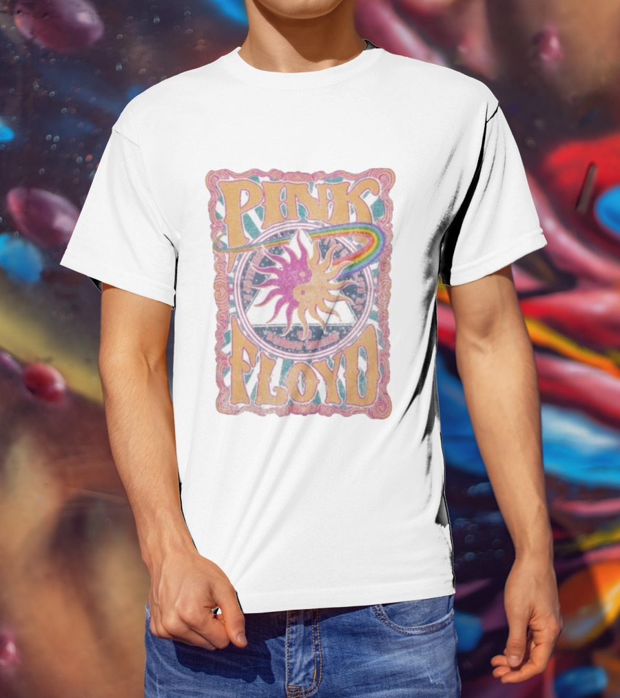 Pink Floyd Rainbow Theater Sun And Pyramid Vintage Style T-Shirt