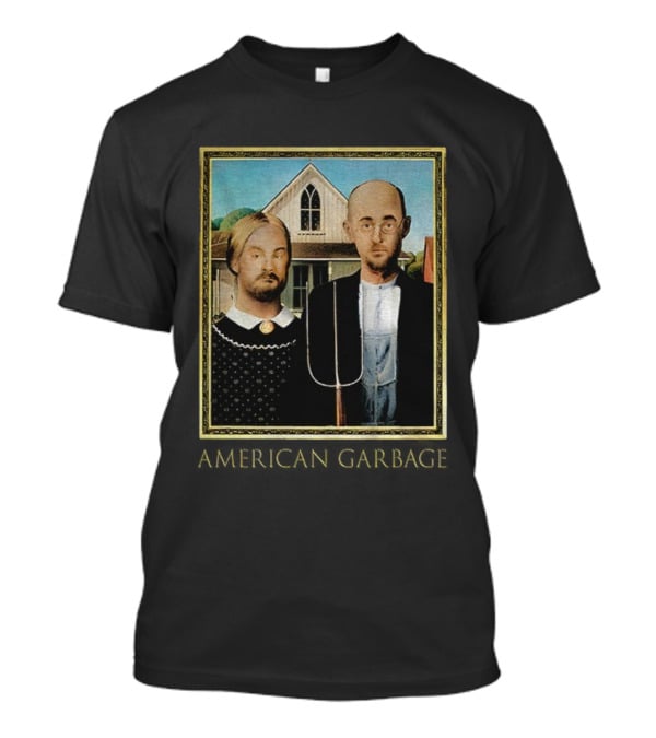 American Gothic American Garbage Mock Artwork Featured T-Shirt