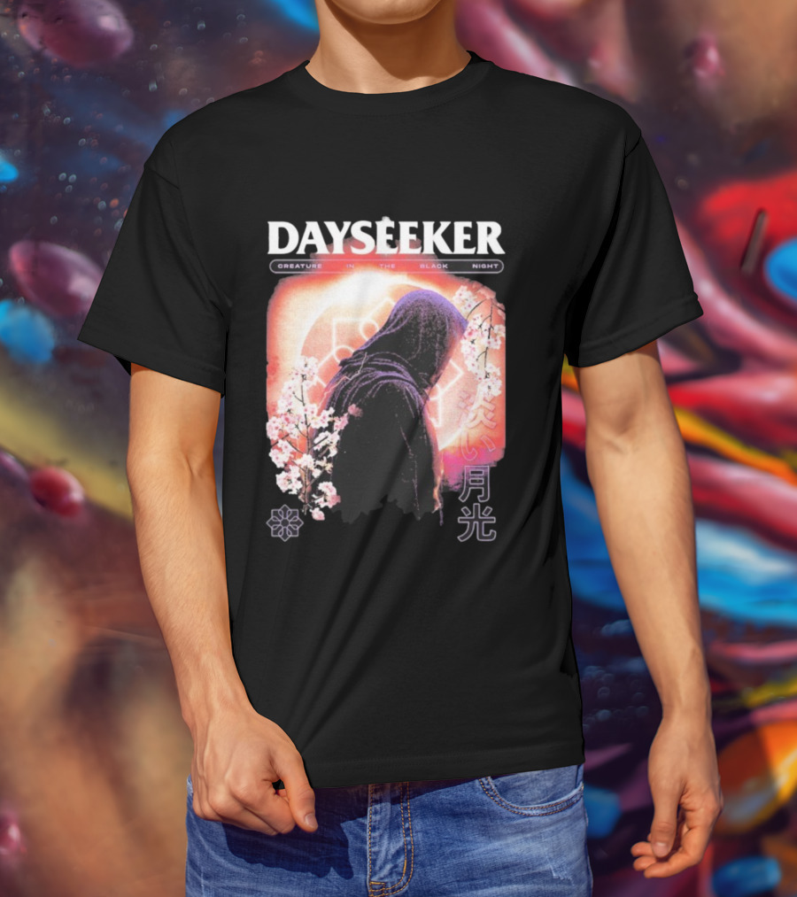 Dayseeker Creature Black Night Cherry Blossom Aesthetic T-Shirt